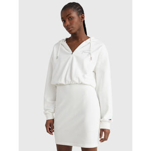 Tommy Jeans dámské bílé mikinové šaty SIGNATURE - L (YBL)